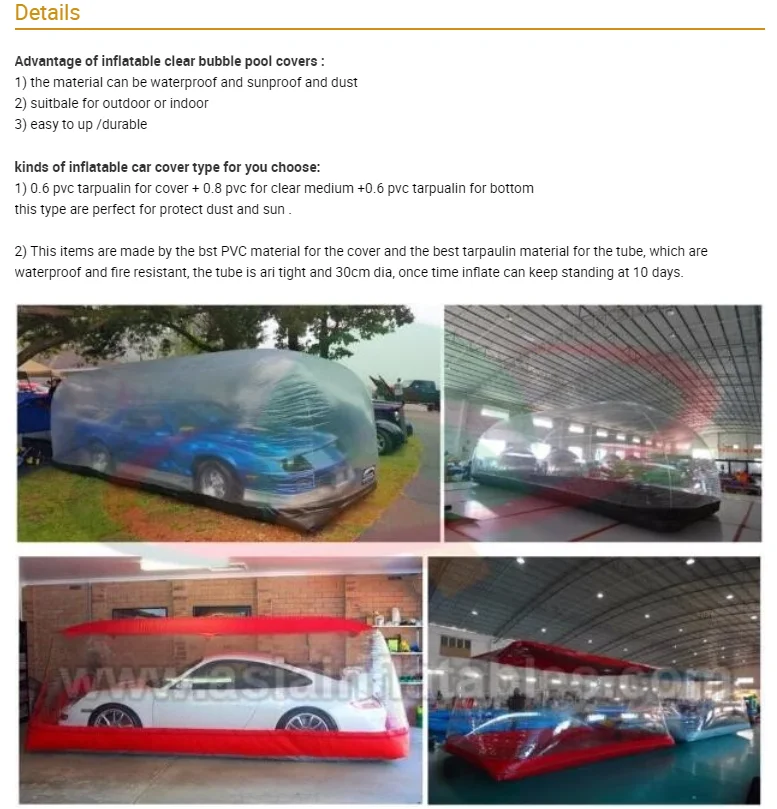 outdoor inflatable car storage bubble