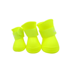 Image of Dog Rain Boots Candy Colors Waterproof Anti-slip Shoes Adjustable Pet Silicone Rain Boots