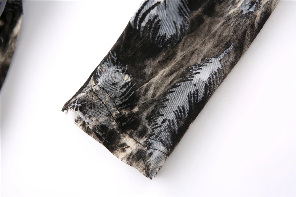 flocked embellished tunic dress