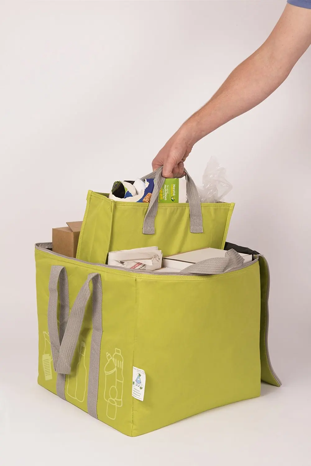 The Green Pod Recycling Bag - with removable bags inside (Green, 80 Liters)