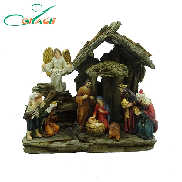 Christmas Item Large Polyresin Religious Crib With Led Light Buy