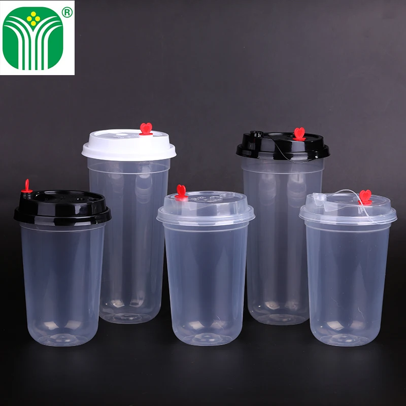 
custom logo printed disposable PP hard tall u shaped clear plastic cup for juice 