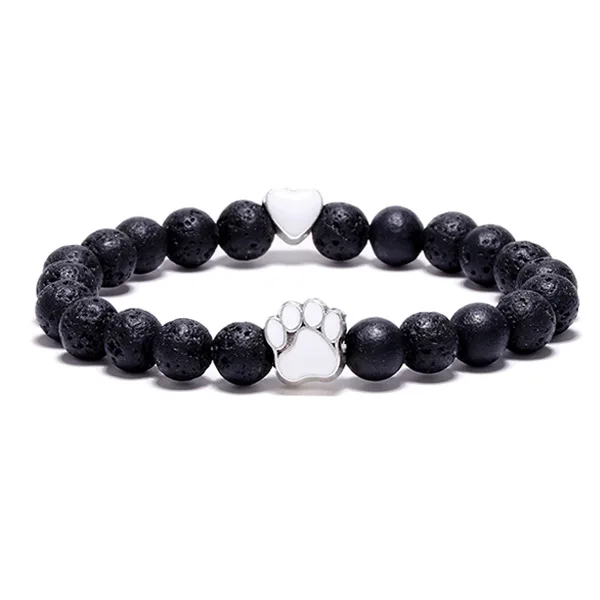 

Fashion Pet Paw Charm Matte Gemstone Bracelet Enamel Heart Shape Lover Bracelet, N/a