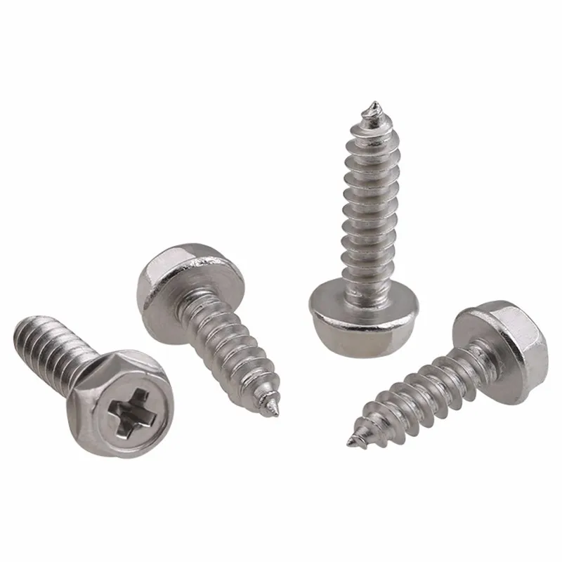 M3 M6 Stainless Steel Ss304 Ss316 Hex Head Self Tapping Screw With