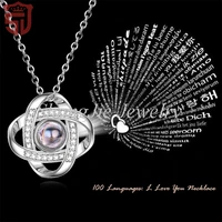 

Valentine's Necklace Gift Wholesale 2019 Unique Present Woman Man Her Valentine Day Pendant 100 language i love you necklace