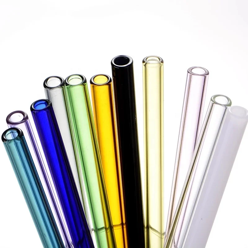 

heat resistant different colored straight reusable drinking glass straws