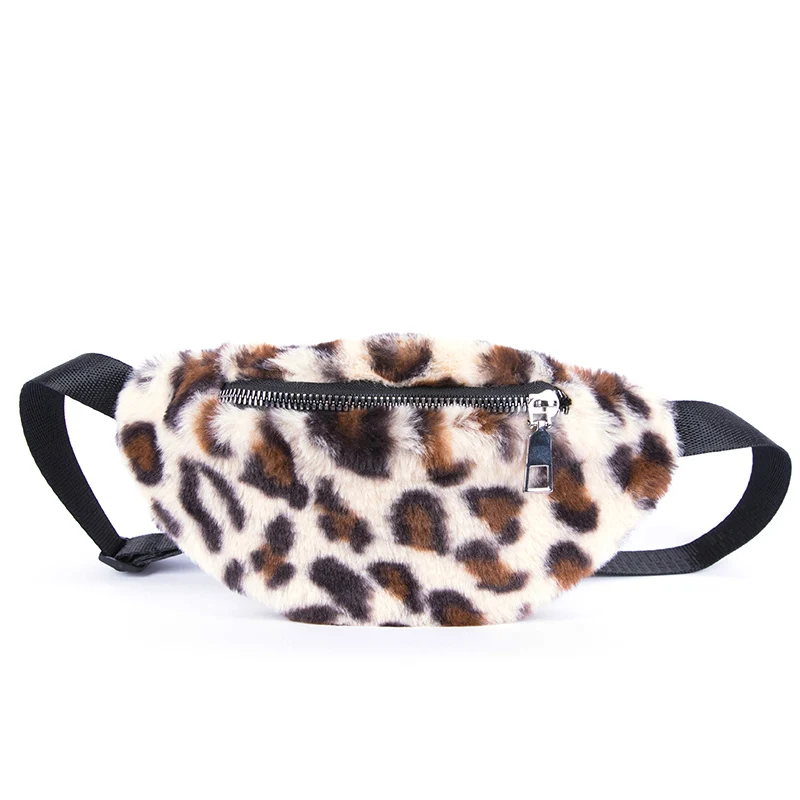 
Leopard Print Furry Small Waist Bag Kids Fanny Pack wholesale 