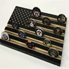 Rustic Distressed Burned Casino Chip Display Rack Holder Coins Desktop US Flag Black and White Stand Souvenir Gifts
