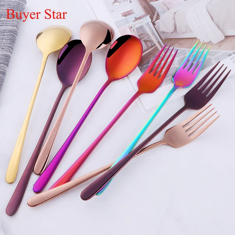 

Wholesale Custom Stainless Steel 304 Cutlery Set Korean Spoon Fork Set, 8 colors