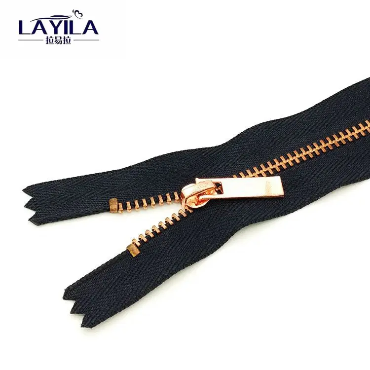 
Fashion decorative 6 inch golden close end metal zipper wholesale 