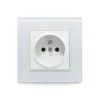 EU Standard Power Socket, White Crystal Glass Panel, AC 110~250V 16A Wall Power Socket 86x86