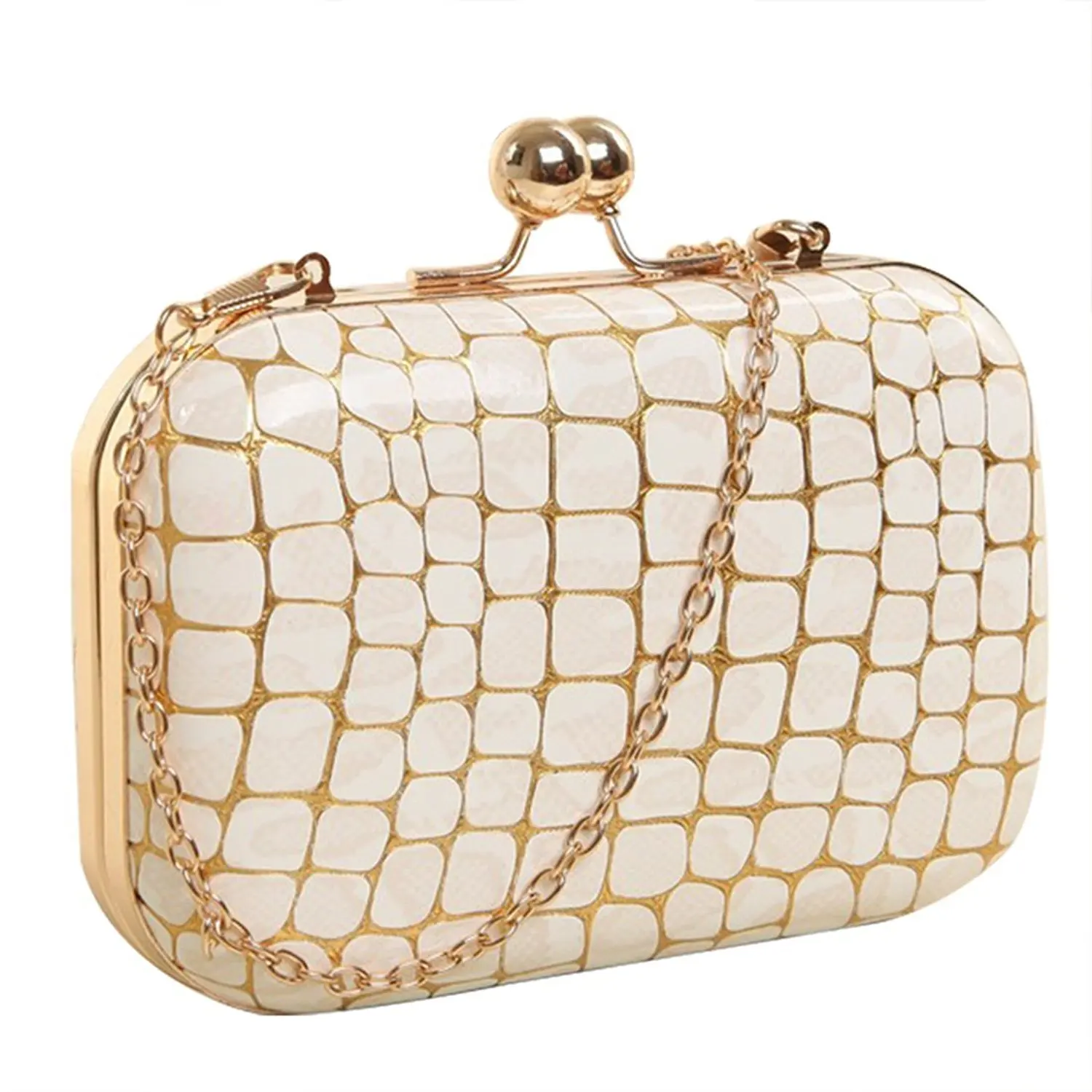 Retro Stone pattern Girls Shoulder Bag - TOOGOO(R)Retro Stone pattern PU leather Women's mini evening bag fashion clutch banquet bag girls shoulder bag Messenger bag, White