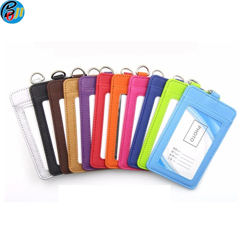 

Popular PU leather work/student id card holder with lanyards