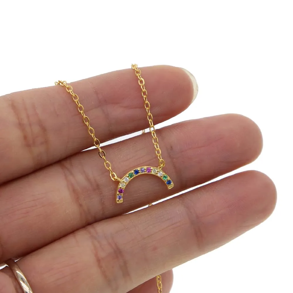 

2021 Rainbow coloured necklace with simple and fashionable lady CZ Necklace