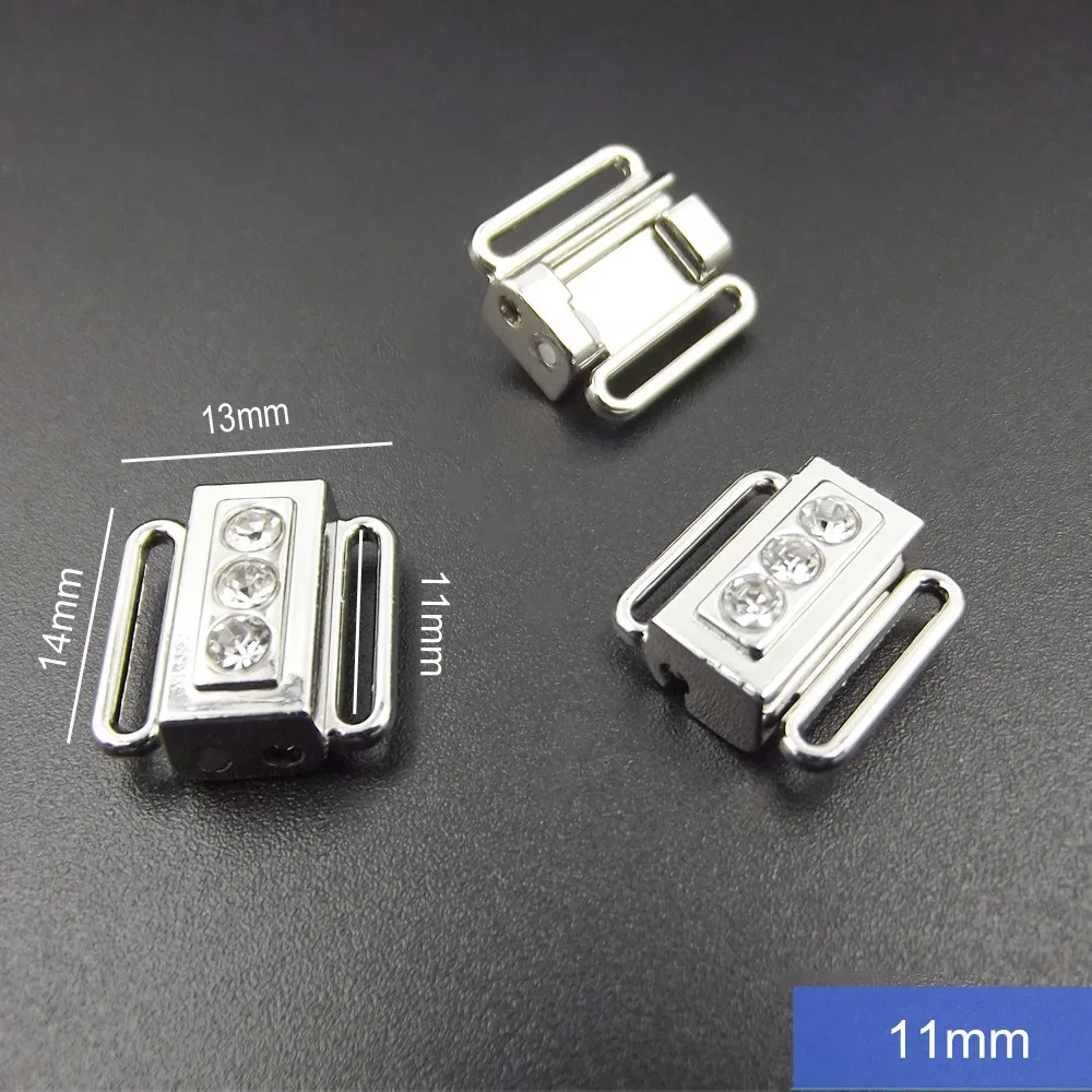 Metal Bikini Clasps Bra Front Closures Silver Rhinestone Clip For Bra