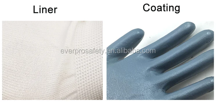 nitrile coated gloves grey white