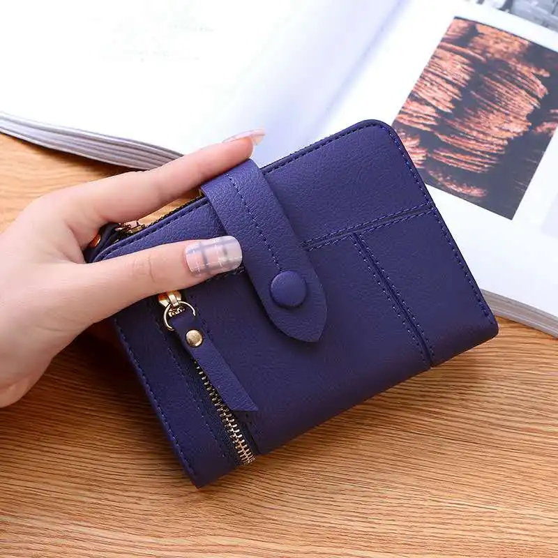 

2020 LADIES WALLET TWO FOLDS SHORT WALLET NEW KOREAN VERSION OF THE STUDENT FOLDING MULTI-FUNCTION SMALL WALLET, Black,blue,green,dark blue,brown,pink