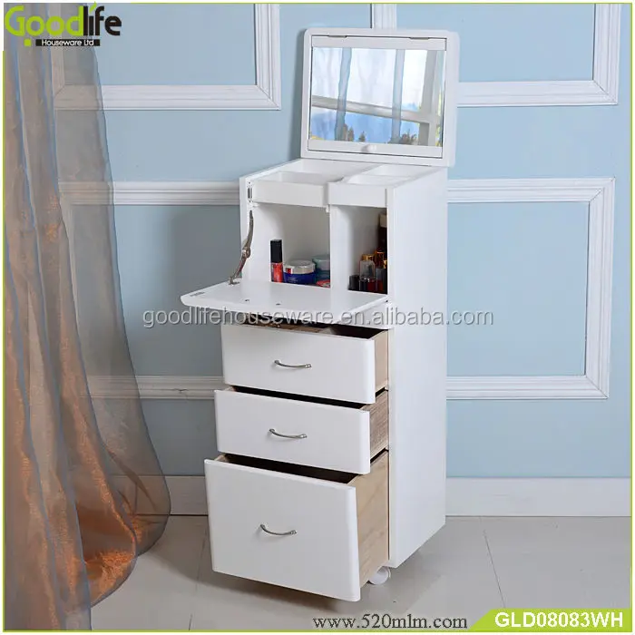 New Arrival Mirrored Wooden Storage Cabinet For Makeup In Bedroom