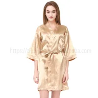 

Wholesale Custom Cheap Fashion Women Hand Feeling Soft Silk Look Shine short Sleeve Japanese Kimono Sleepwear Stain Robes