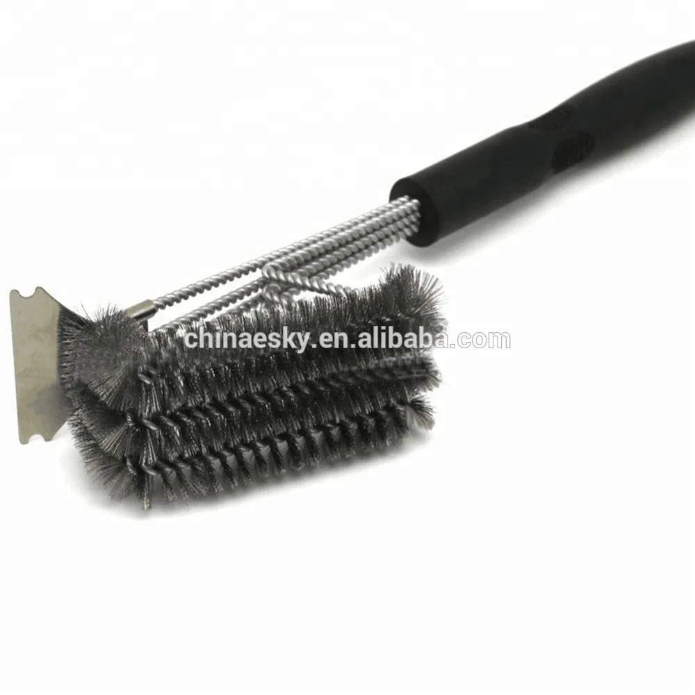 

BBQ Grill Brush and Scraper BBQ Brush for Grill, Safe 18" Stainless Steel Woven Wire 3 in 1 Bristles Grill Cleaning Brush