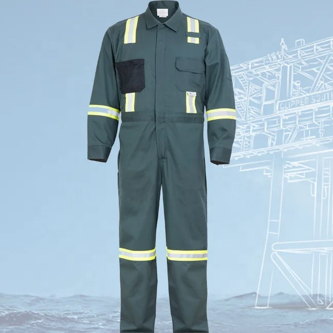 100 cotton professional  drill industrial reflective fire flame retardant  safety workwear  welding protective oil gas coverall