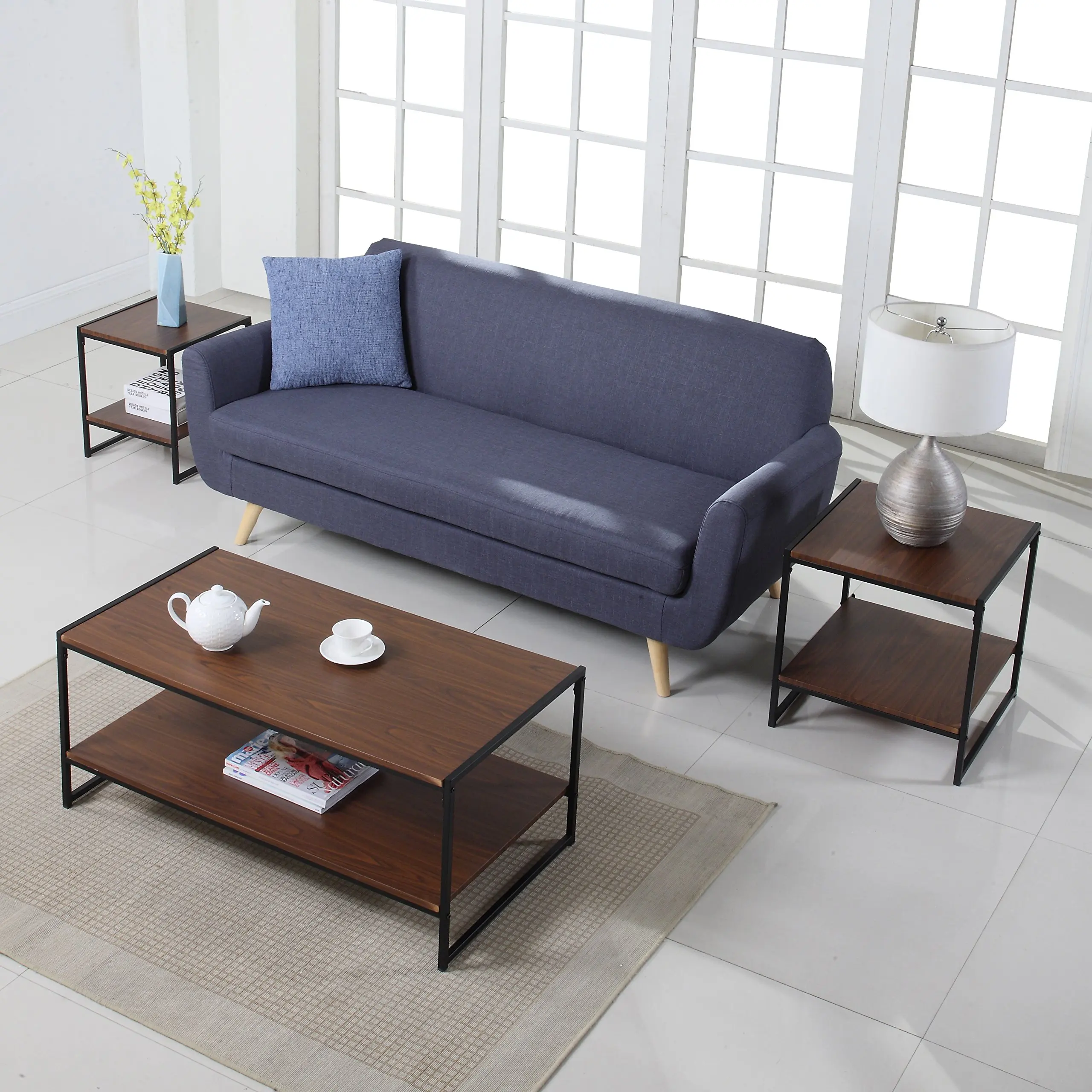 Buy Modern Living Room Rectangular Coffee Table And 2 Square