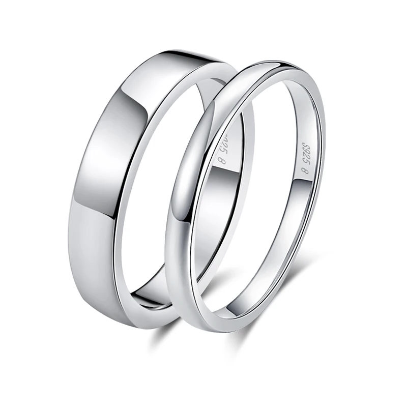 

SSDR74 Solid Silver Women Men Wedding Ring Band, 925 Sterling Silver Ring Blanks for Couple Jewelry, White