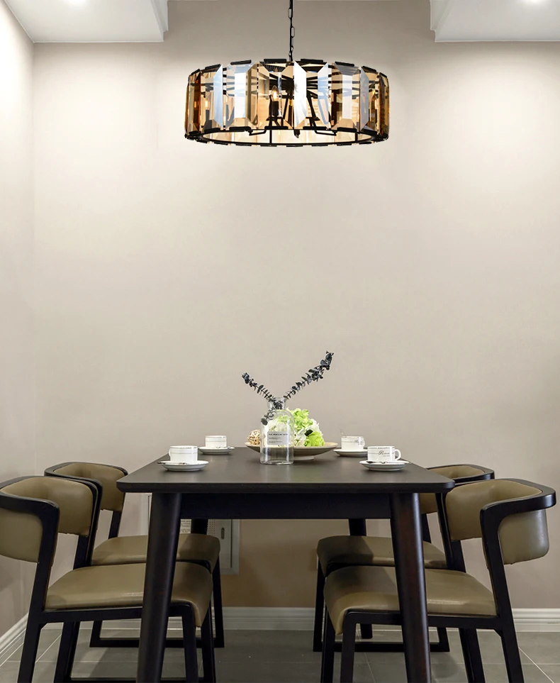 modern Luxury round shape  amber crystal pendant light for residential , office and hotel