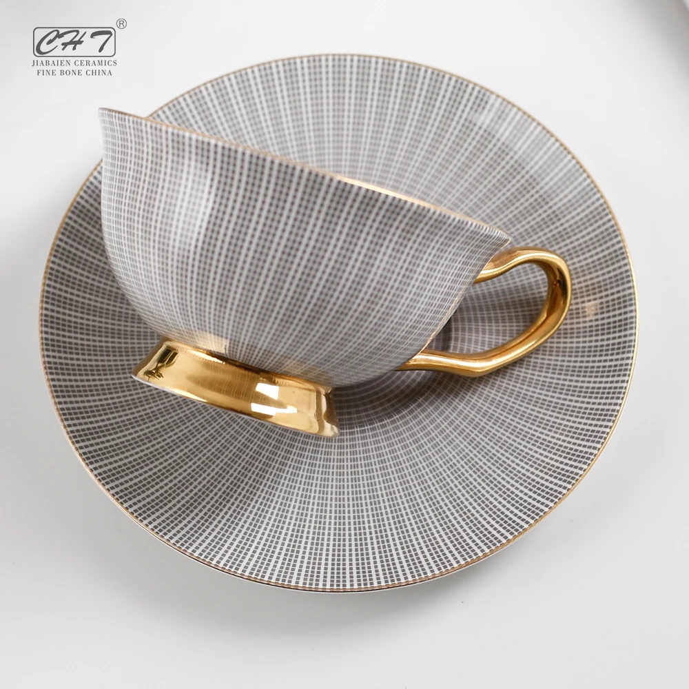

banquet bone china classic porcelain coffee tea cup saucer reusable design photo ceramic set golden logo cappuccino restaurant