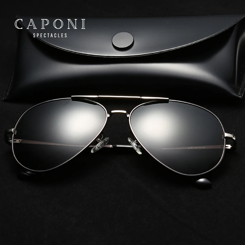 

CAPONI Brand Design Sun Glass Polarized Lens Alloy Frame Glasses Anti UV400 Sunglass For Men