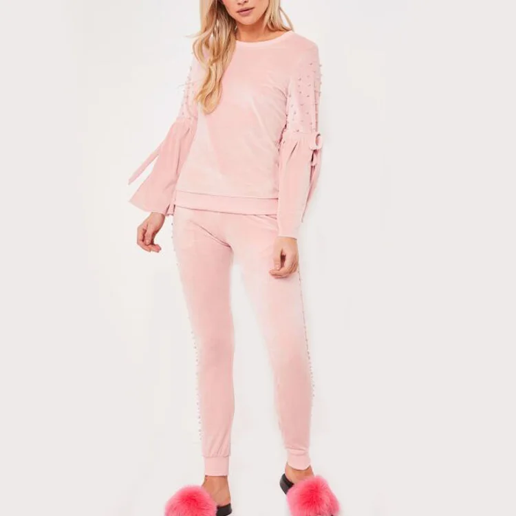 hot pink velvet tracksuit