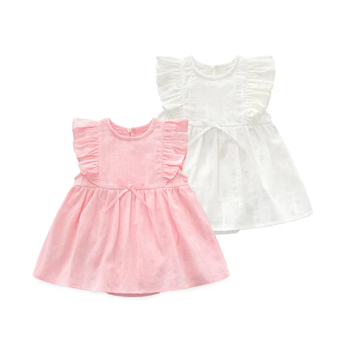 

summer princess Newborn Fashion 100%cotton infant wholesale baby clothes girl dress newborn clothing romper, Pink/white
