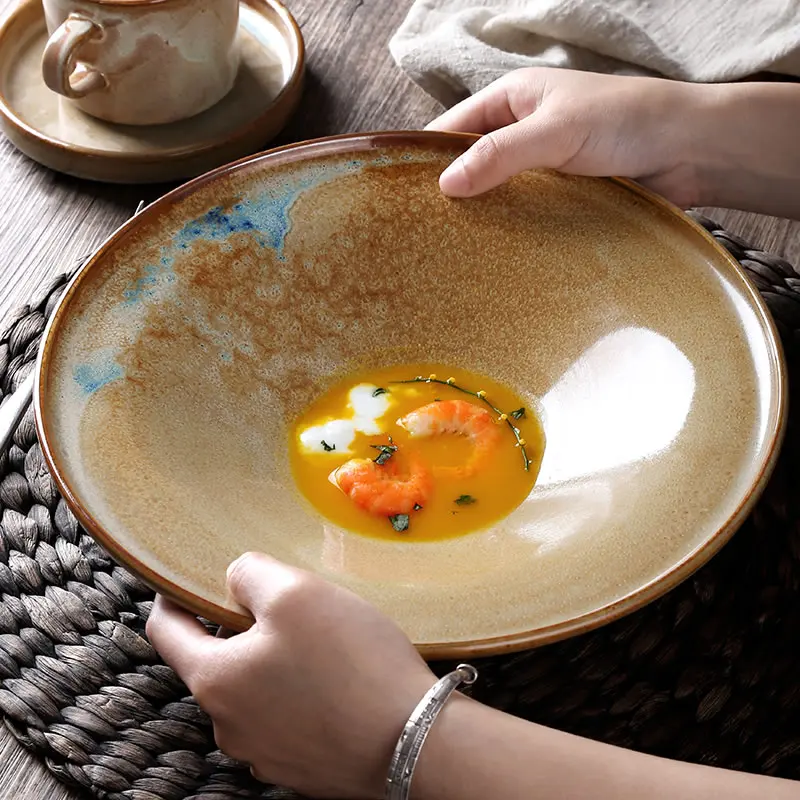 

Factory direct wholesale 10.5 inch ceramic restaurant round salad dinner platescustom hotel porcelain pasta soup plate