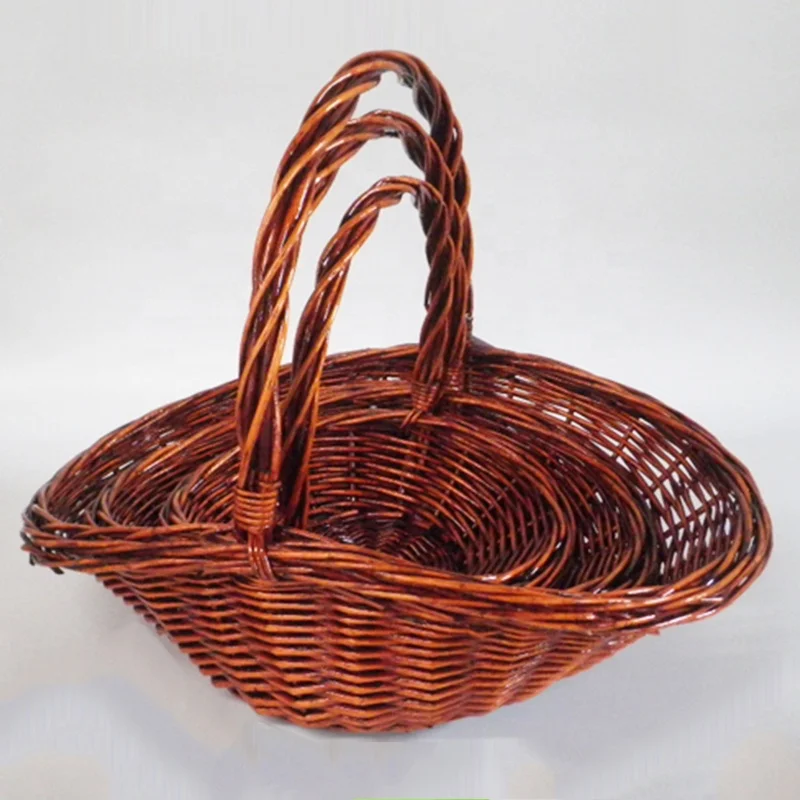 Wholesale Wicker Willow Decorate Empty Fruit Basket With White