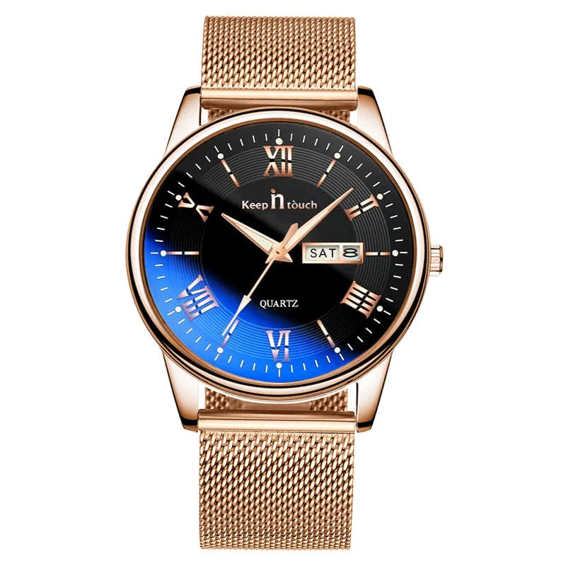 

2019 fashion mens milan mesh band wrist watch quartz calendar luxury watches