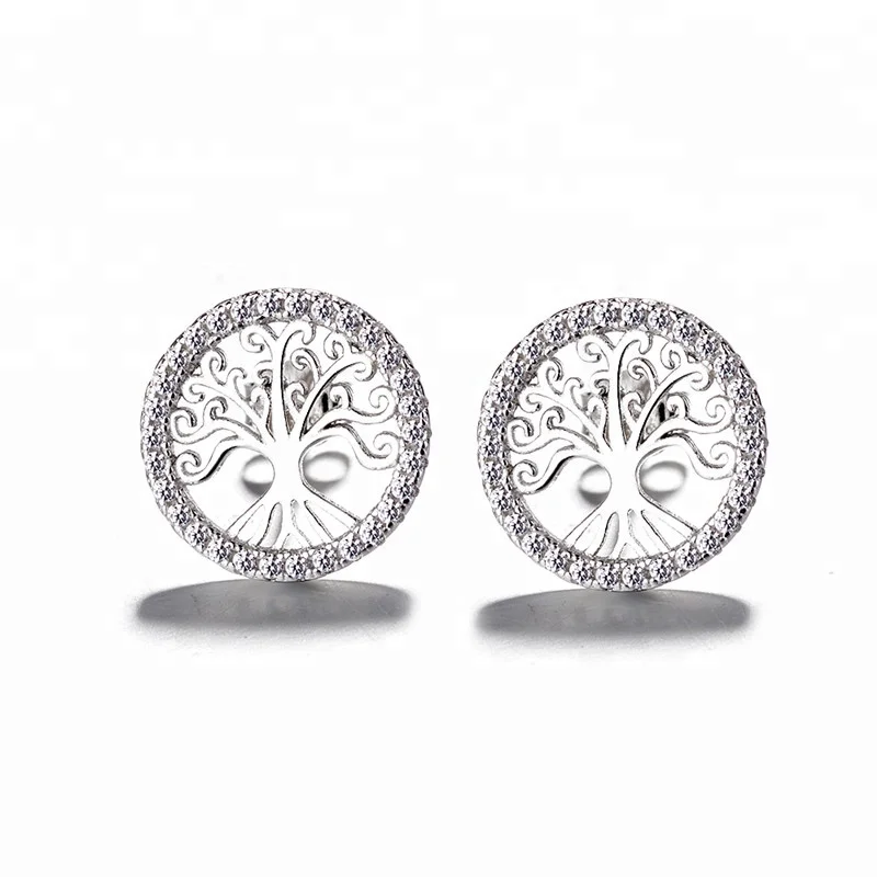 

Latest Jewelry 925 Sterling Silver Filigree Tree Trendy Earrings for Women