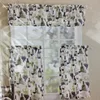 3 Piece Woven Check Design 1 Valance 2 Tier Panels Sheer Kitchen Curtain