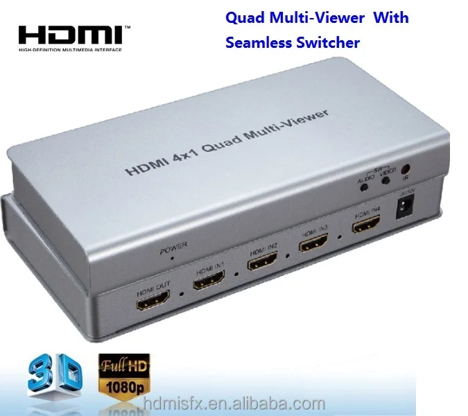 

HDMI 4x1 1080p HDMI Switcher HDMI Quad Screen Multiviewer Support 4 Quad Multi-viewer with Seamless Switch