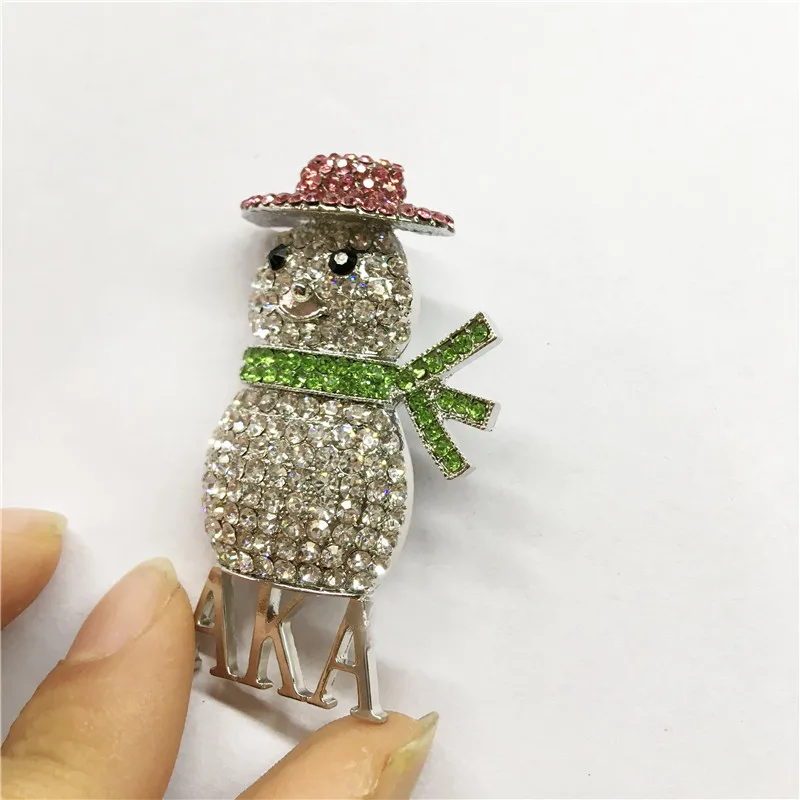 

Snowman christmas crystal brooch, Silver