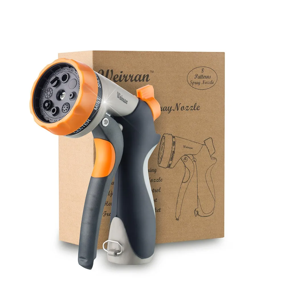 

WEIRRAN Adjustable High Pressure 8 function Heavy Duty garden hose sprayer head nozzle