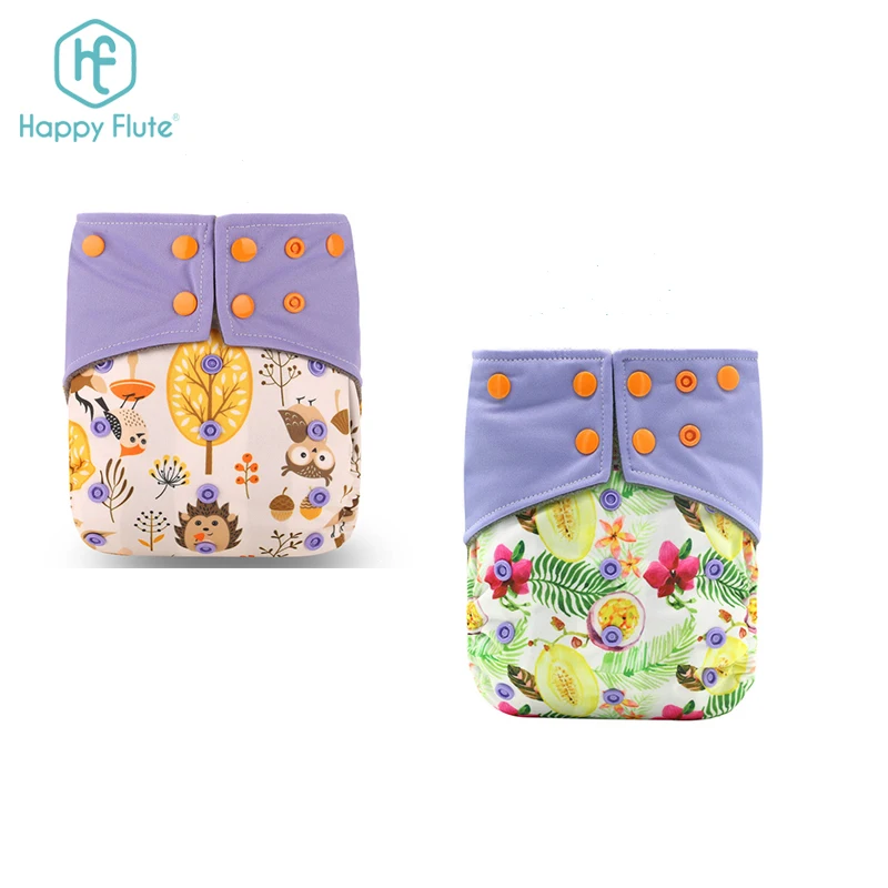 

Happyflute Two Pockets Washable Bamboo Charcoal Sewn Layer Cloth Diaper Reusable Baby Nappy, As showing or customized