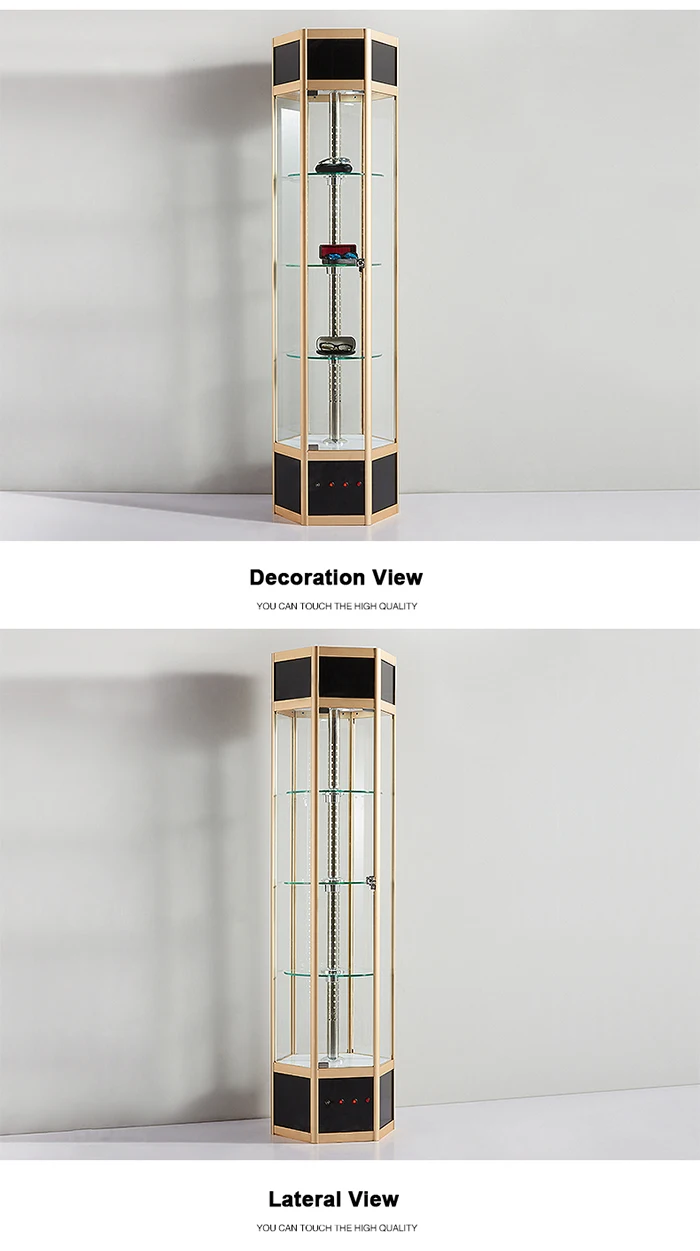 Aluminum Rotating Display Cases Glass Display Showcase Rotating Glass