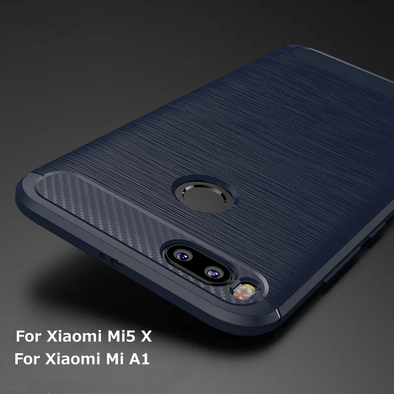 Carbon Fiber TPU Mobile Phone Back Cover Case For Xiaomi Mi 5X/Mi A1