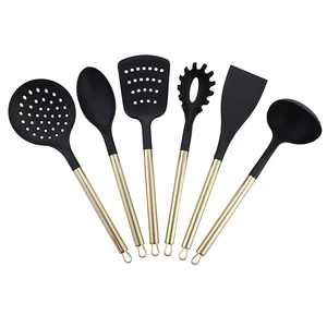 Image of wholesale cheap Rose Gold Handle nylon kitchen cooking utensils