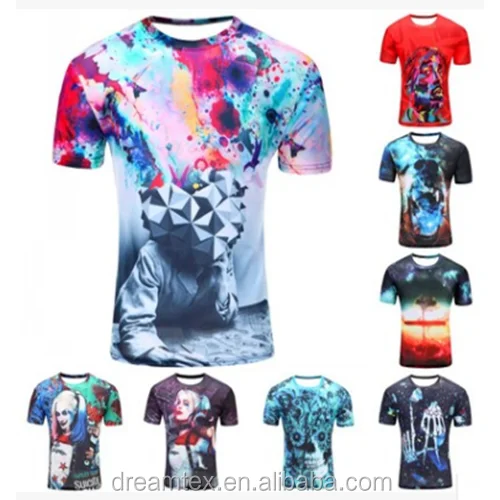 

2019 oem design sublimation printed Printing 3D t shirt men's T-shirt, White