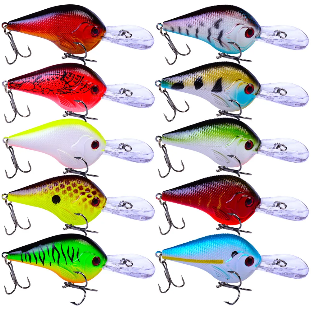 

9.5cm 10.11g Fishing Lure Deep Swimming Crankbait Hard Bait Available Tight Wobbler Slow Floating Fishing Tackle Lure, 10 colors