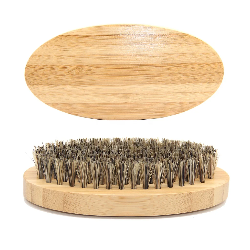 

Nature oval bamboo 100% boar bristle hair beard brush for beard grooming kit, Customized color