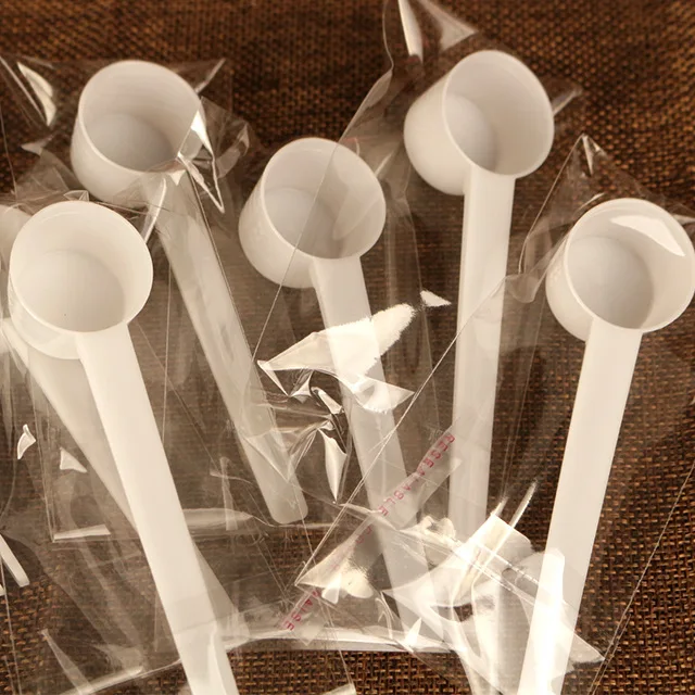 
5g Plastic measure spoon powder dose spoon white flat spoon wholesale 