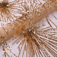 

New Collection Luxury Metallic Gold Machine Beaded Sequins Lace Fabric, Fashionable Quickly Delivery Ready for Shipping