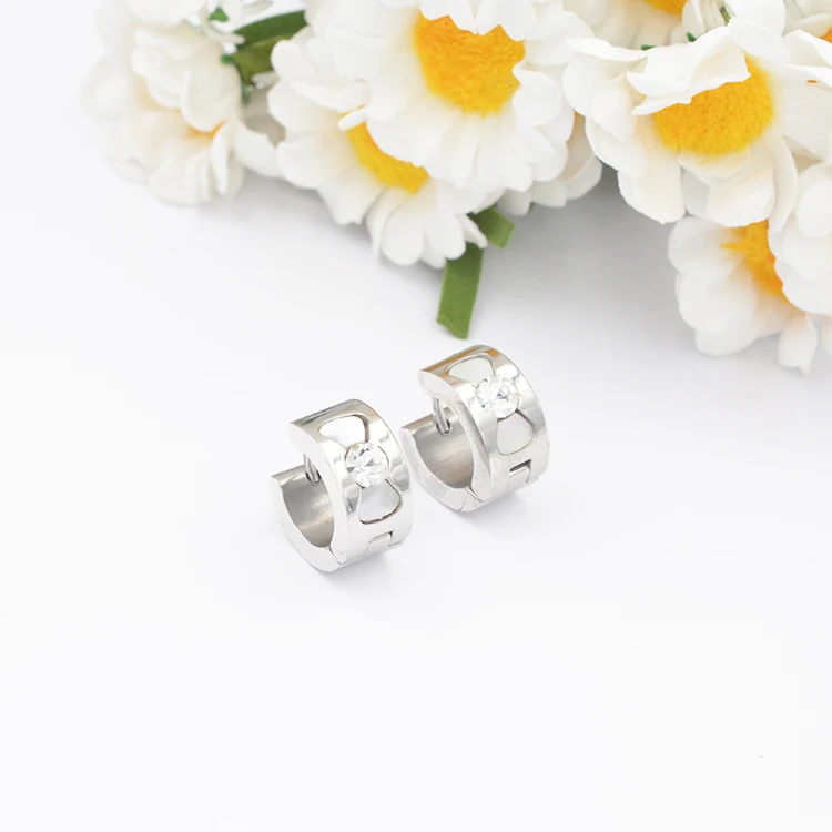 

hot sale popular simple Steel color stainless steel earrings, Gold